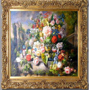 Pintura al Óleo <span class=keywords><strong>de</strong></span> <span class=keywords><strong>Flores</strong></span> Europeas Antiguas, Decoración del Hogar, Arte y Artesanía, <span class=keywords><strong>Cuadro</strong></span> Mural Ovalado con Marco <span class=keywords><strong>de</strong></span> Madera - Product Image 6
