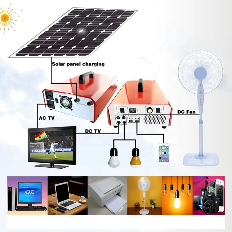 Off Grid 600W Inverter Solar Power System with Large Battery Capacity with Solar Panel for Home Use