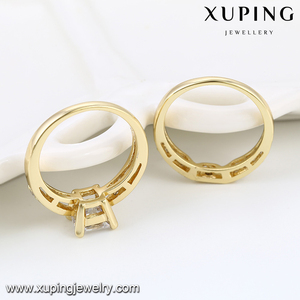 Anillos de diamante de pareja de joyería de oro de 13686-14k, diseño de anillo de dedo de oro de compromiso de boda de eternidad personalizado de moda para mujer