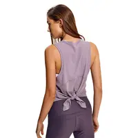 Delle donne Carino Allenamento Yoga Senza Maniche Shirt Activewear Sport Serbatoio Posteriore Scollata Top Camicetta Vestiti di Fitness