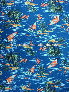 Hawaiian nueva moda 100% tela de sarga de algodón / cocoteros impreso de la tela de A07 - Product Image 1