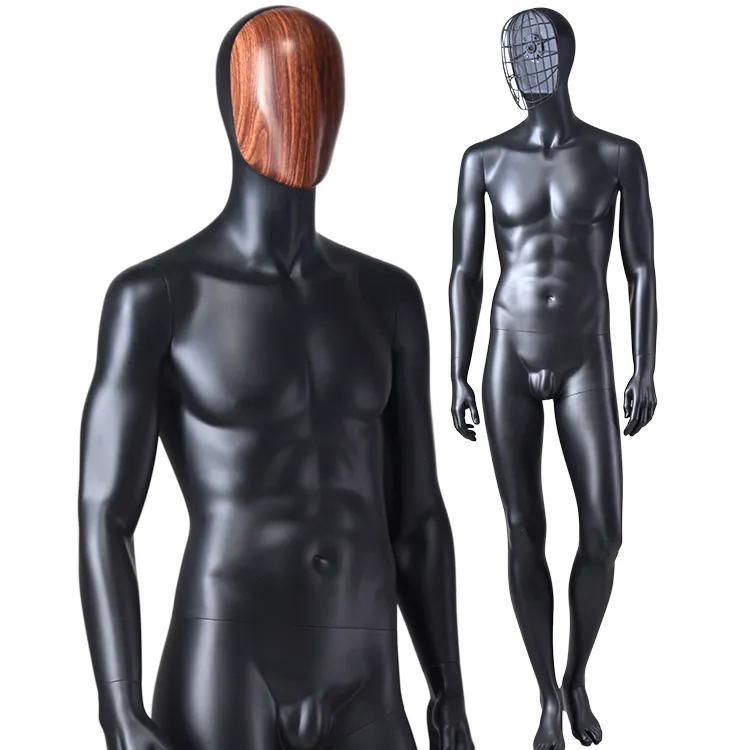 Fashion antieke zwarte levensgrote veranderen gezichtsmasker aantrekkelijke staande volledige mannelijke dummy man model mannequin voor koop