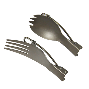 Ensemble de couverts pliables en titane sablé, style américain, légers, écologiques, portables pour le camping et la randonnée en extérieur - Product Image 6