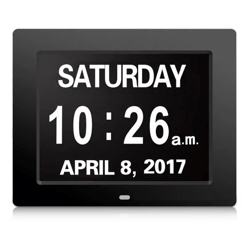 5 Daily Alarms & 3 Medicine Reminder - Hurrah Extra-Large Memory Loss Digital Calendar Day Clock with Non-Abbreviated Day