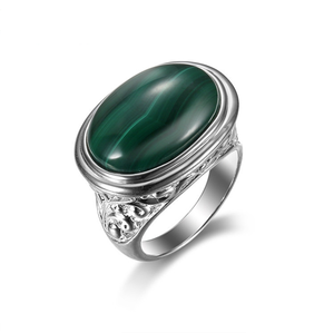 Onier degli uomini anello perfetto fabbrica di gioielli malachite anello della pietra preziosa lunetta impostazione all'ingrosso fatti a mano anello musulmano per gli uomini - Product Image 1