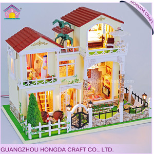 Usine prix échelle 1:24 miniature dollhouse meubles en bois, mon heureux famille rêve jouet <span class=keywords><strong>maison</strong></span> - Product Image 2