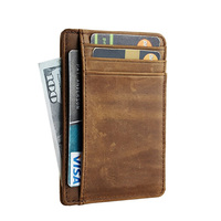 Dompet Kartu Saku Depan Kustom IDO Minimalis Penjepit Uang Kulit PU Tipis Anti RFID