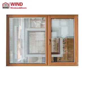 Aluminium wood window with electric security shutter