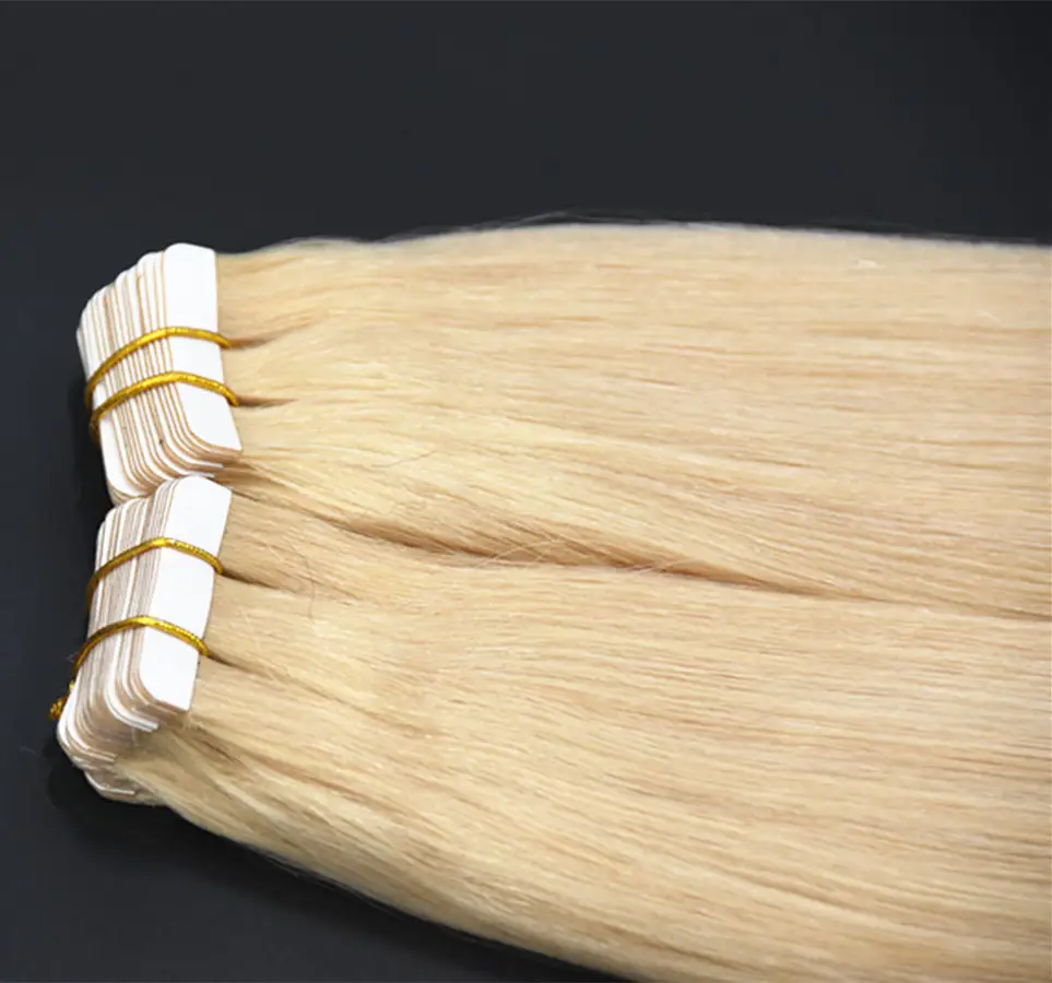 Extensions de cheveux remy à double bande invisible, de couleur blonde russe, imperméable, bon marché