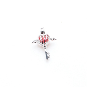 Amor deseo perla joyería de los niños medallón de corazón de plata esterlina jaula oyster colgantes s925 venta al por mayor - Product Image 3
