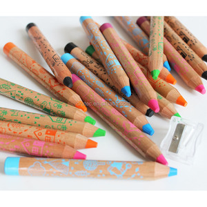 Kids coloured pencil set large woody crayons ideal for kids easy draw and no toxic