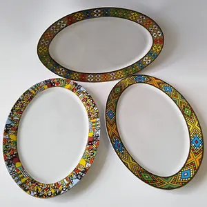 Hot sale ceramic oval plate serving dishes with fine art queen sheba Traditional designs