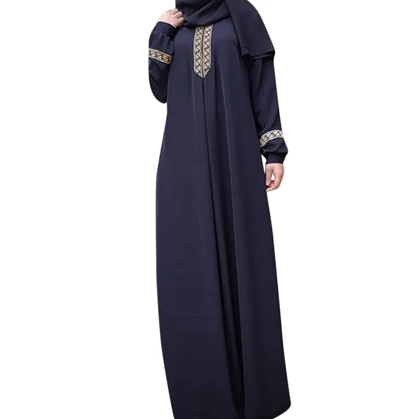 Женское длинное платье с принтом, Повседневное платье-<span class=keywords><strong>Кафтан</strong></span> большого размера в мусульманском стиле, 2019