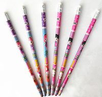 Crayon d'étudiant en bois filmé avec gomme intégrée, modèle Blanche-Neige, mine HB, pour enfants - Offre Spéciale