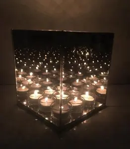 반사 차 빛 캔들 홀더 인피니티 유리 TeaLight 캔들 홀더