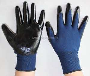 Suncend fábrica de nitrilo recubierto de poliéster personalizado forro guardaespaldas guantes de nitrilo