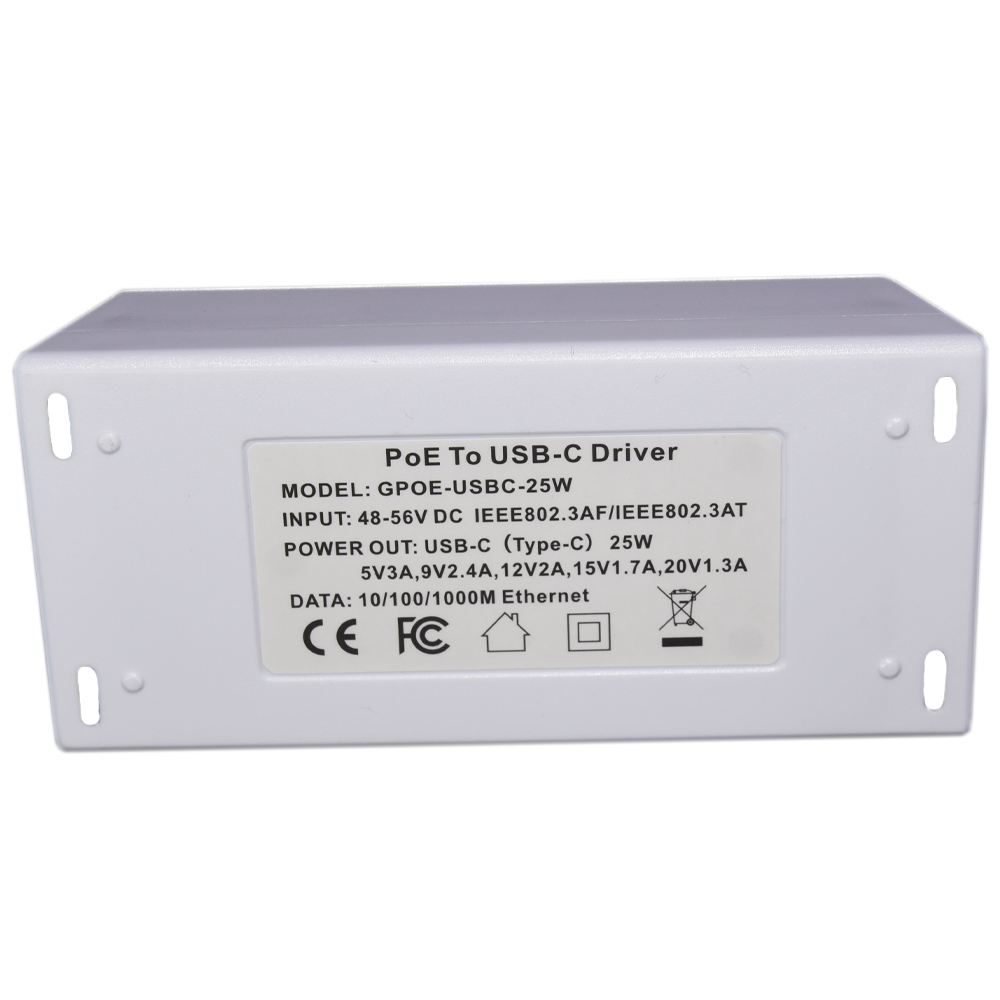 GPOE-USBC-25W IEEE802.3at Совместимость Gigabit разделитель POE 25 ватт мощности, чтобы устройство типа C