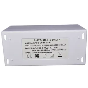 GPOE-USBC-25W & b; compatível gigabit divisor poe 25 w potência para tipo c dispositivo