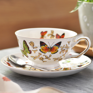 <span class=keywords><strong>Set</strong></span> di Tazza e Piattino in Ceramica con Logo Personalizzato, Elegante Servizio da <span class=keywords><strong>Caffè</strong></span> con Motivo a Farfalla - Product Image 5