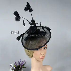 el yapımı bayan siyah renk sinamay fantezi saç fascinators düğün için