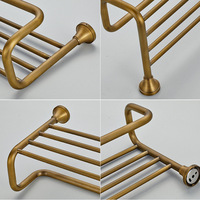Étagère et porte-serviettes de salle de bain simple en laiton antique de style européen, 50-60 cm