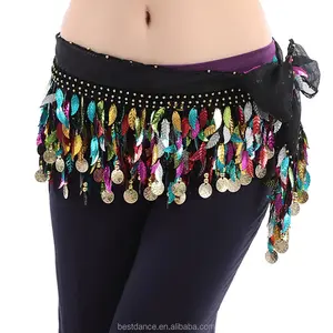 BestDance indian bellydance hip skirt scarf women festival sequin wrap skirt