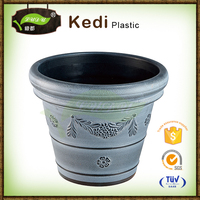 Pot en céramique décoratif en plastique du Vietnam Pot de jardin Pot de fleurs en poterie noire Vente en gros