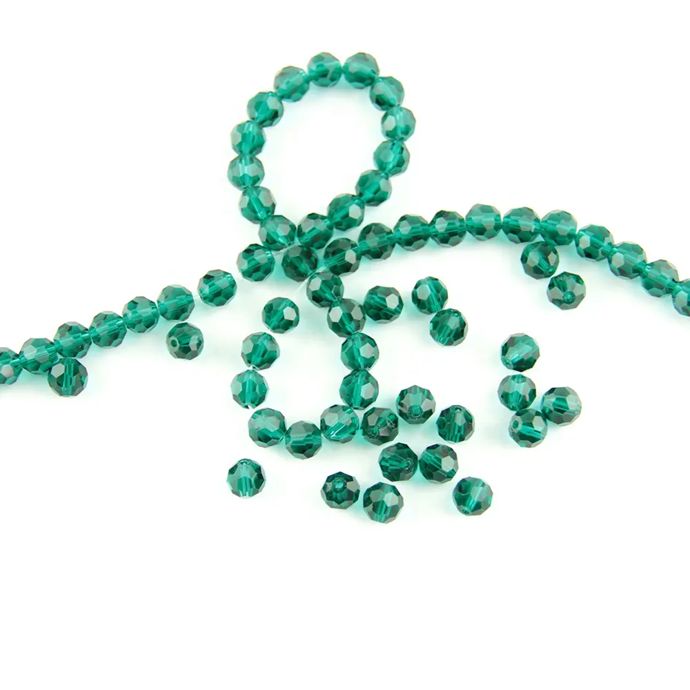 Offre Spéciale Zircon vert 32 visages perles à facettes pour bijoux perles de cristal de verre clair décoration de rideau à la maison brins de perles de cristal