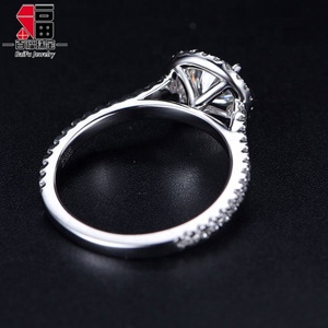 18K oro halo impostazione di un carato rotondo moissanite anello per la cerimonia nuziale - Product Image 6