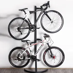 Espositore per Biciclette in Metallo da Interno con Supporto e Vano Portaoggetti Nero 200x75cm Capacità di Carico 50kg Design Salvaspazio - Product Image 1