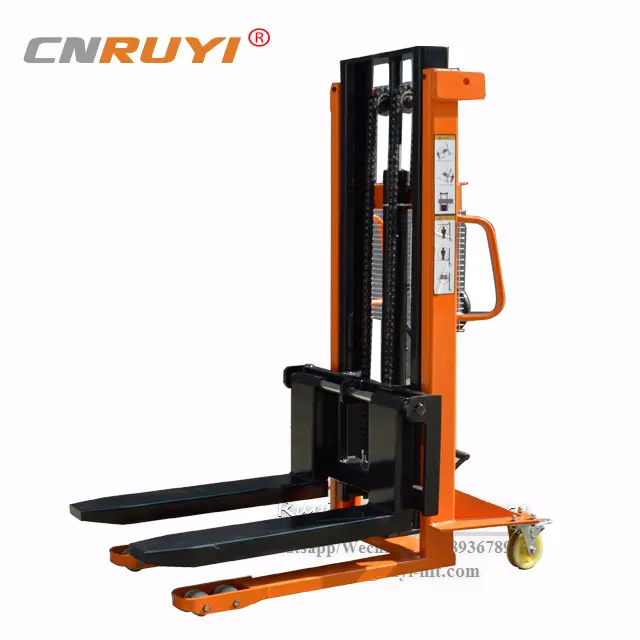 Factory sale Hand manual pallet operated stacker hydraulic 1.6m lifting pallet stacker forklift