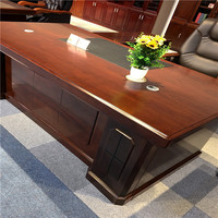 Bureau de direction de luxe en forme de I, table d'ordinateur de bureau, bureau classique traditionnel en bois, bureau de patron, bureaux de direction