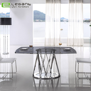 Muebles <span class=keywords><strong>de</strong></span> Restaurante, Mesa <span class=keywords><strong>de</strong></span> <span class=keywords><strong>Comedor</strong></span> Extensible <span class=keywords><strong>de</strong></span> Vidrio Curvado en Caliente - Product Image 6