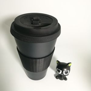 <span class=keywords><strong>Gobelet</strong></span> à café noir en <span class=keywords><strong>bambou</strong></span> <span class=keywords><strong>réutilisable</strong></span>, écologique et biodégradable avec couvercle en silicone, design personnalisé - Product Image 3