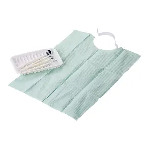 Delantal médico desechable, impermeable, algodón, dentista/Dental, baberos de algodón con corbata