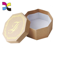 Caja de cartón con estampado en caliente, embalaje rígido octogonal de lujo con logotipo dorado