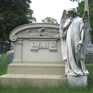 Statua di Angelo Femminile in <span class=keywords><strong>Pietra</strong></span> Accanto al Tombo Scultura in Marmo per Cimitero - Product Image 3