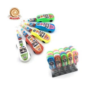 Colorful plastic police car toy and candy