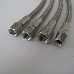 High pressure 1/8 to 2 inch stainless steel braided PTFE fuel oil hose