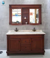 ออกแบบหรูหราออกแบบโบราณโค้งไม้โต๊ะเครื่องแป้งห้องน้ำที่มีโค้งตู้กระจก
