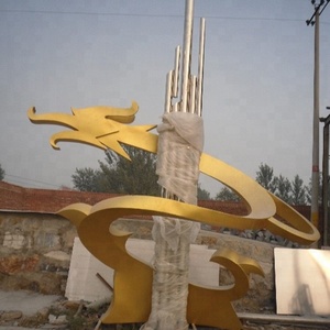 304 tipo grande al aire libre del dragón del estilo de acero inoxidable dragón amarillo tipo de escultura - Product Image 1