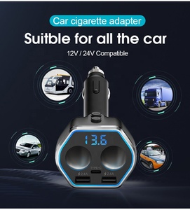 AGETUNR A21C Tipo-C 18W Cargador de coche 2 enchufes de cigarrillos en 1 Encendedor de cigarrillos de coche Pantalla LED HD Cargador <span class=keywords><strong>USB</strong></span> dual Adaptador automático - Product Image 6