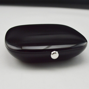 Glossy Black Round Shape Single 63mm Pan <strong>Powder</strong> <strong>Compact</strong> With Bounce Button Closure - Product Image 5