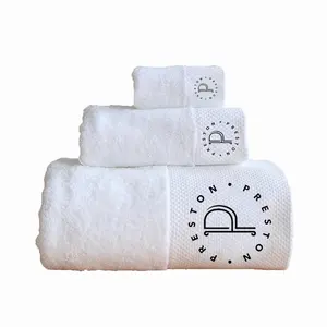 Customized embroidery bath towels 100% cotton 500gsm luxury white hotel towel with logo