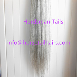Extensión de cola de caballo falso, bucle Natural, gris medio, 70-75CM, doble espesor, con pelos de caballo Real, en venta - Product Image 5