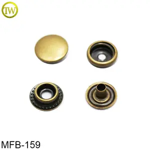 Garment Metal Button High Quality Garment Accessories Rainbow Round 4 Part Spring Metal Snap Button For Clothes