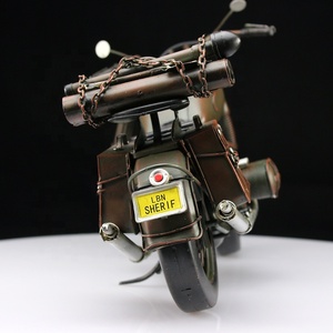 Hadiah Anak Laki-laki, Model Logam Vintage Kerajinan Sepeda Motor Militer Model Dekorasi Rumah Ornamen Hadiah Anak Laki-laki