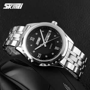 Skmei 9100 hot selling rose gold plated nice big size stainless steel watches diamonds - Product Image 3