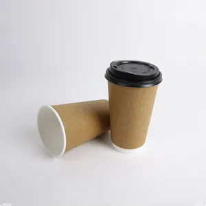 Kraft 두 배 벽 종이컵 PE/pla는 뜨거운 컵 질 생물 분해성 커피 잔을 입혔습니다