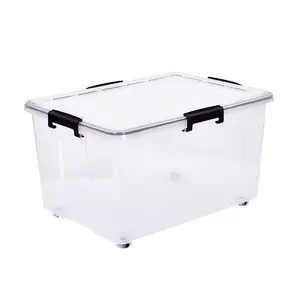 Fabricante direto 50L PP caixa de armazenamento de plástico com rodas para a cozinha de casa
